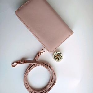 Dusty Rose Cross Body/Clutch with card slots.